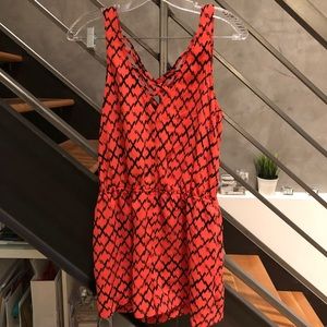 Silence+Noise red/orange & black crisscross romper